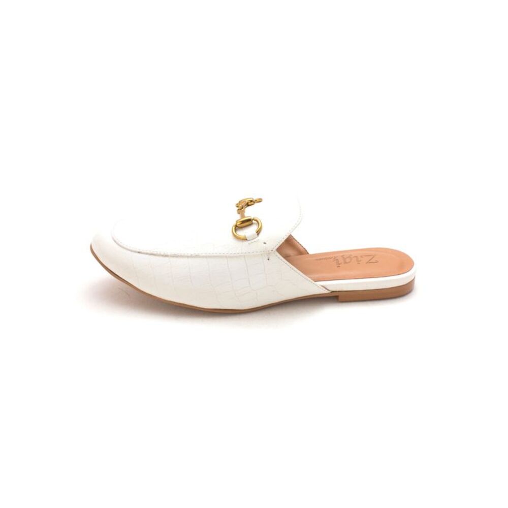 ZIGI ARTISAN Womens White Snake Metal At Mallary Slip On Leather Mules 11 M